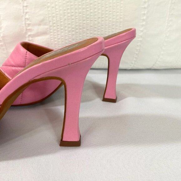 L'INTERVALLE PINK FAUX LEATHER QUILTED HEELED SANDALS - 8 - Picture 8 of 9
